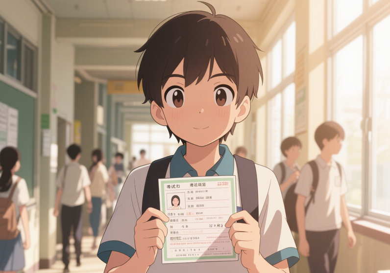 绘制拿准考证学生.png