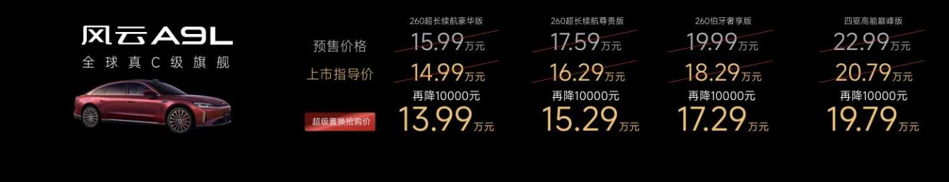 风云品牌焕新进阶，全球真C级旗舰风云A9L抢购价13.99万元起！