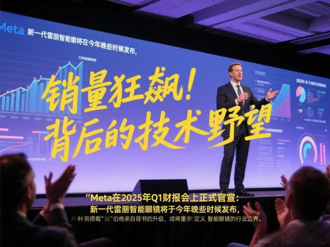 jimeng-2025-05-18-636-銷量狂飆背后的技術(shù)野望，Meta 在 2025 年 Q1 財報會上正式官宣：新一代雷朋智能眼鏡將于今年晚些時候發(fā)布，并將搭載 _此前未見的科技功能_。這場由....jpeg